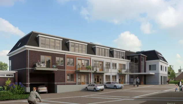 Afbeelding van een visualisatie van woningen die in Zeddam zijn gerealiseerd door van der Meijden Vastgoed.