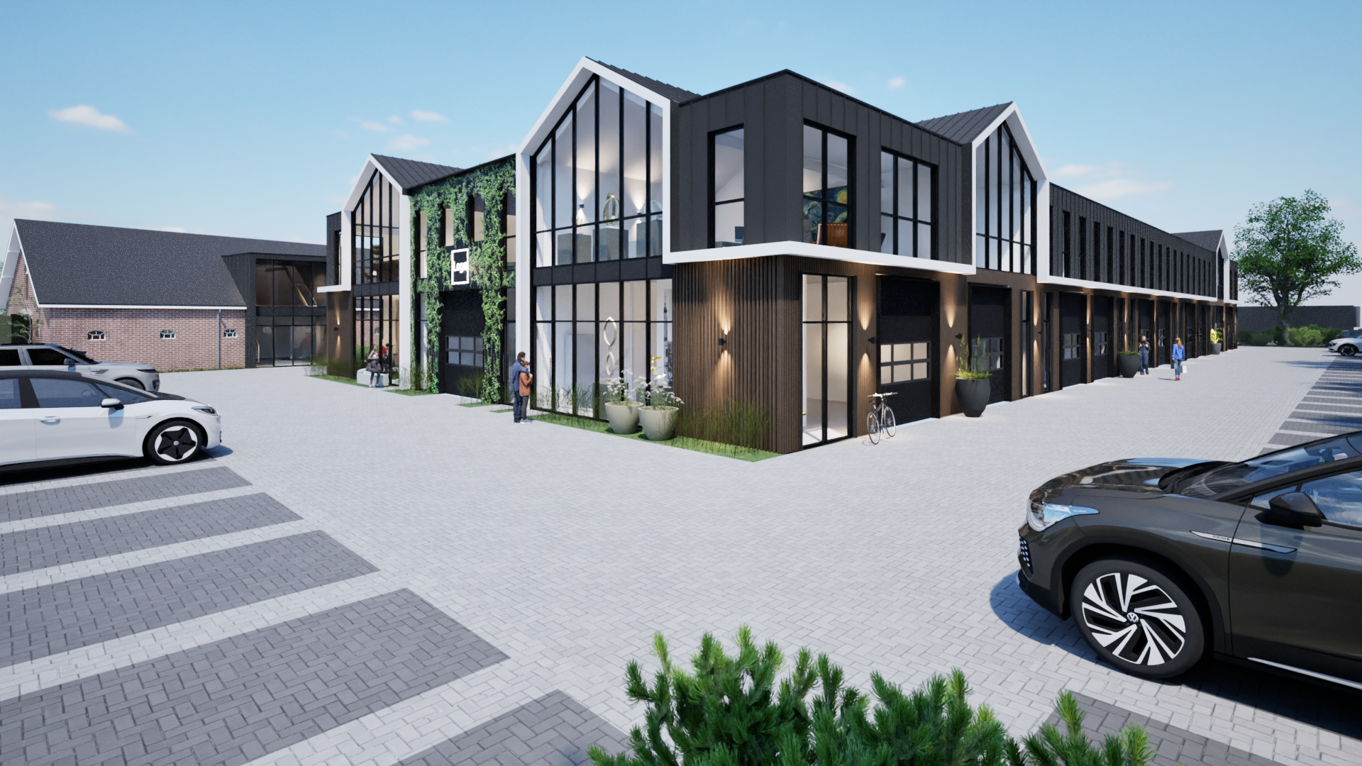 Afbeelding van een visualisatie van een bedrijfspand dat in Arnhem zal worden gerealiseerd door Van der Meijden Vastgoed.