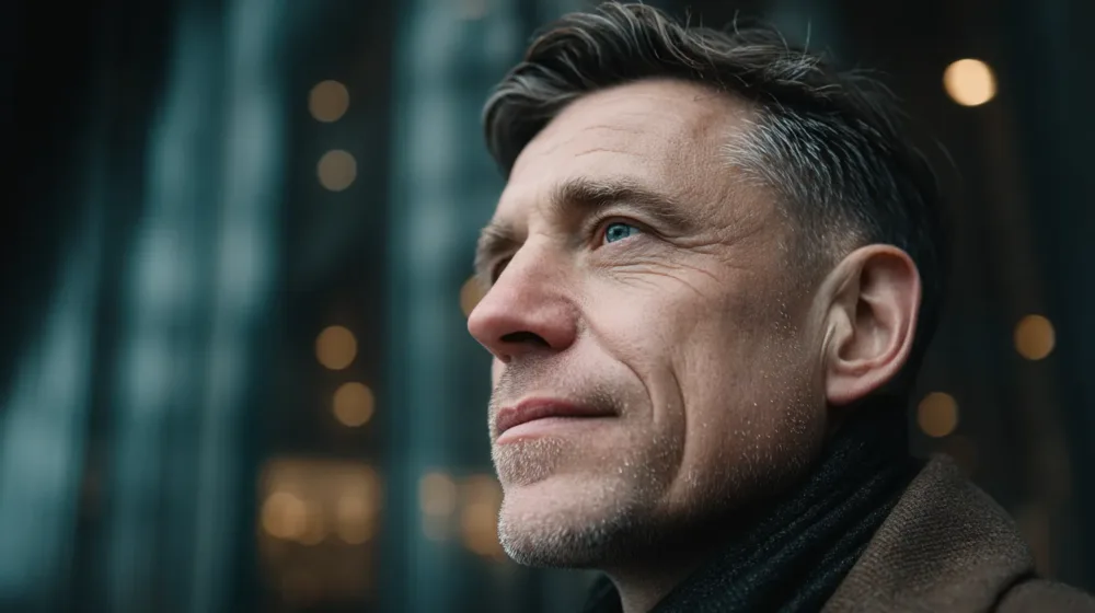 Een man die overduidelijk aan het nadenken is over een vraagstuk. Het exacte vraagstuk is: Hoeveel keer de huur is een bedrijfspand waard.